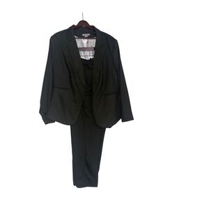 H&M Women's XL Olive Green Pinstripe Blazer Pants Suit‎ Set Business Casual